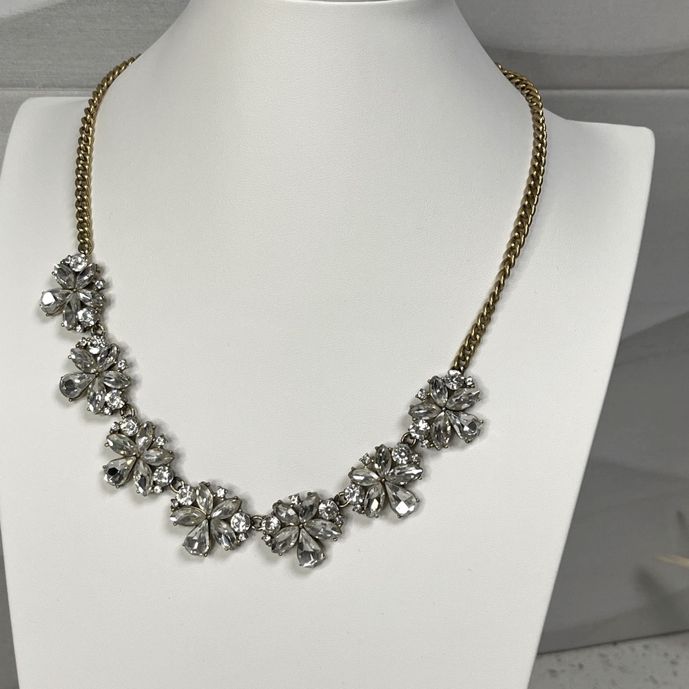 J.‎ Crew Gold-Tone Chain And Clear Rhinestone Statement Necklace
